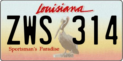 LA license plate ZWS314