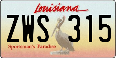 LA license plate ZWS315