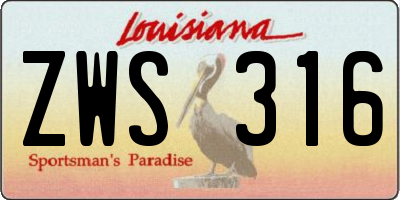 LA license plate ZWS316