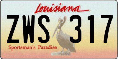 LA license plate ZWS317