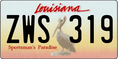 LA license plate ZWS319