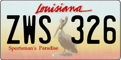 LA license plate ZWS326