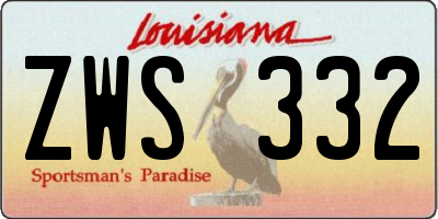 LA license plate ZWS332