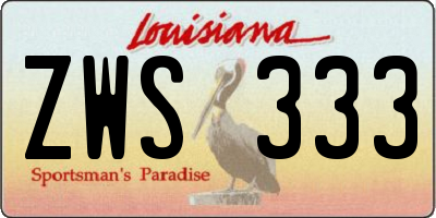 LA license plate ZWS333