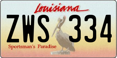 LA license plate ZWS334