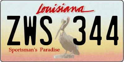 LA license plate ZWS344