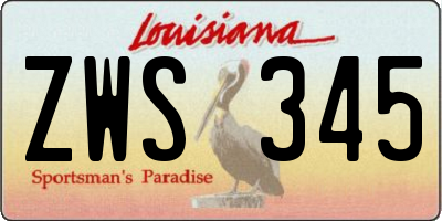 LA license plate ZWS345