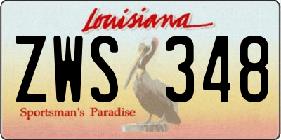 LA license plate ZWS348