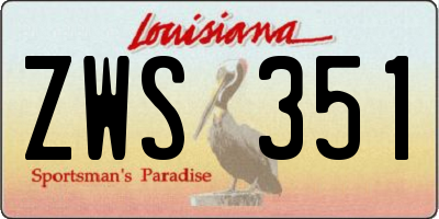 LA license plate ZWS351