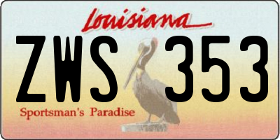 LA license plate ZWS353