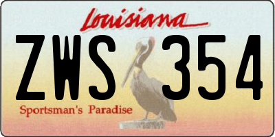 LA license plate ZWS354