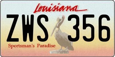 LA license plate ZWS356