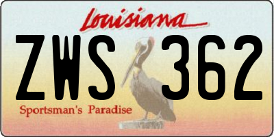 LA license plate ZWS362