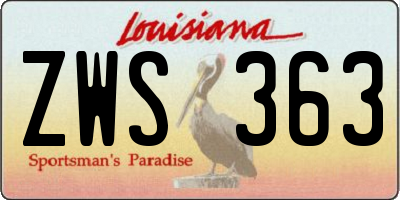 LA license plate ZWS363