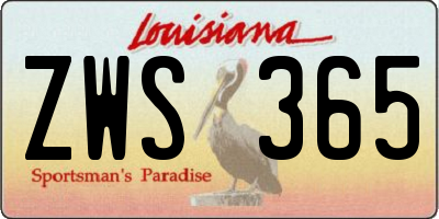 LA license plate ZWS365