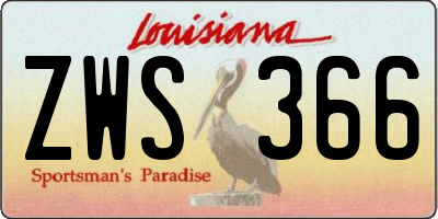 LA license plate ZWS366