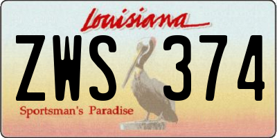 LA license plate ZWS374