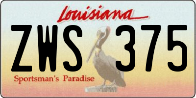 LA license plate ZWS375