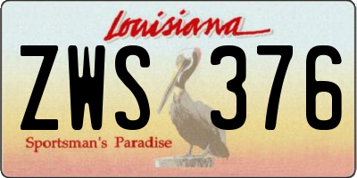 LA license plate ZWS376