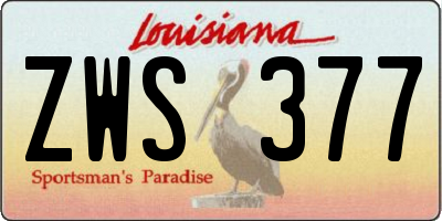 LA license plate ZWS377