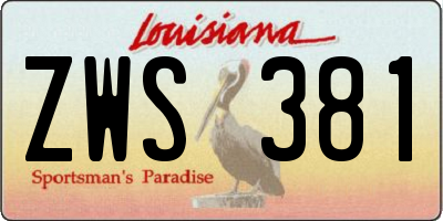 LA license plate ZWS381