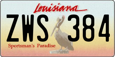 LA license plate ZWS384