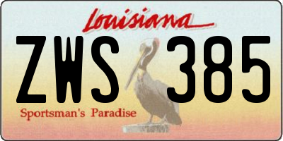 LA license plate ZWS385