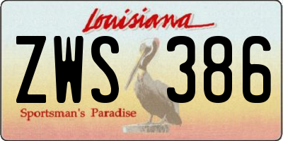 LA license plate ZWS386