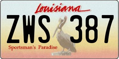 LA license plate ZWS387