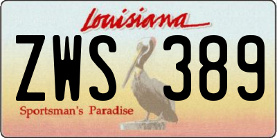 LA license plate ZWS389