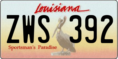 LA license plate ZWS392