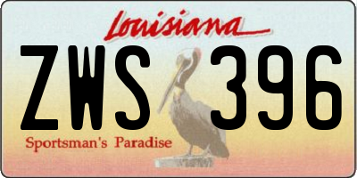 LA license plate ZWS396