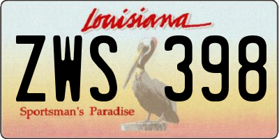 LA license plate ZWS398