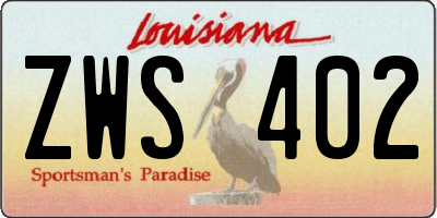 LA license plate ZWS402