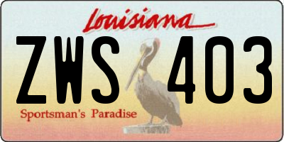 LA license plate ZWS403