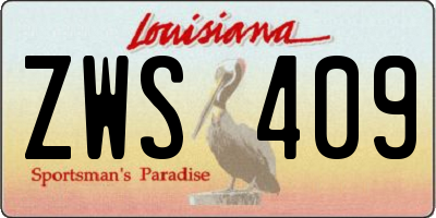 LA license plate ZWS409