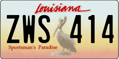 LA license plate ZWS414