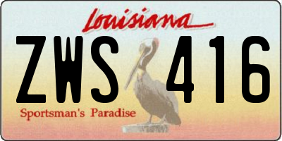 LA license plate ZWS416