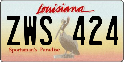 LA license plate ZWS424