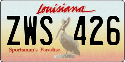 LA license plate ZWS426