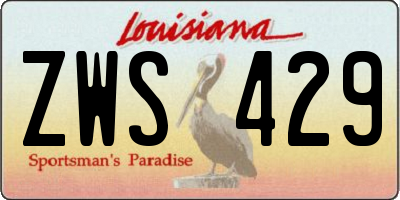 LA license plate ZWS429