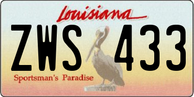 LA license plate ZWS433