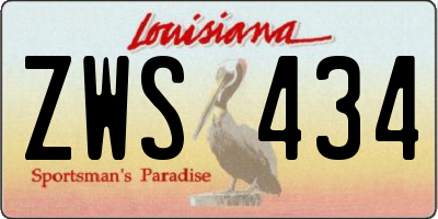 LA license plate ZWS434