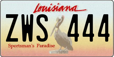 LA license plate ZWS444