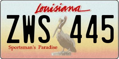 LA license plate ZWS445