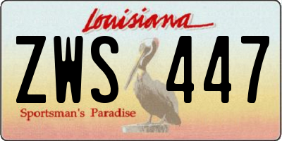 LA license plate ZWS447