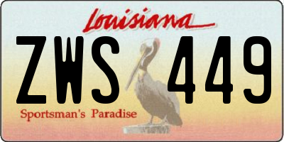 LA license plate ZWS449