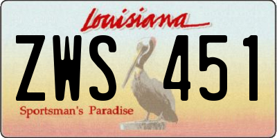 LA license plate ZWS451