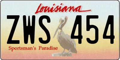 LA license plate ZWS454