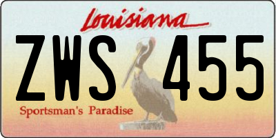 LA license plate ZWS455